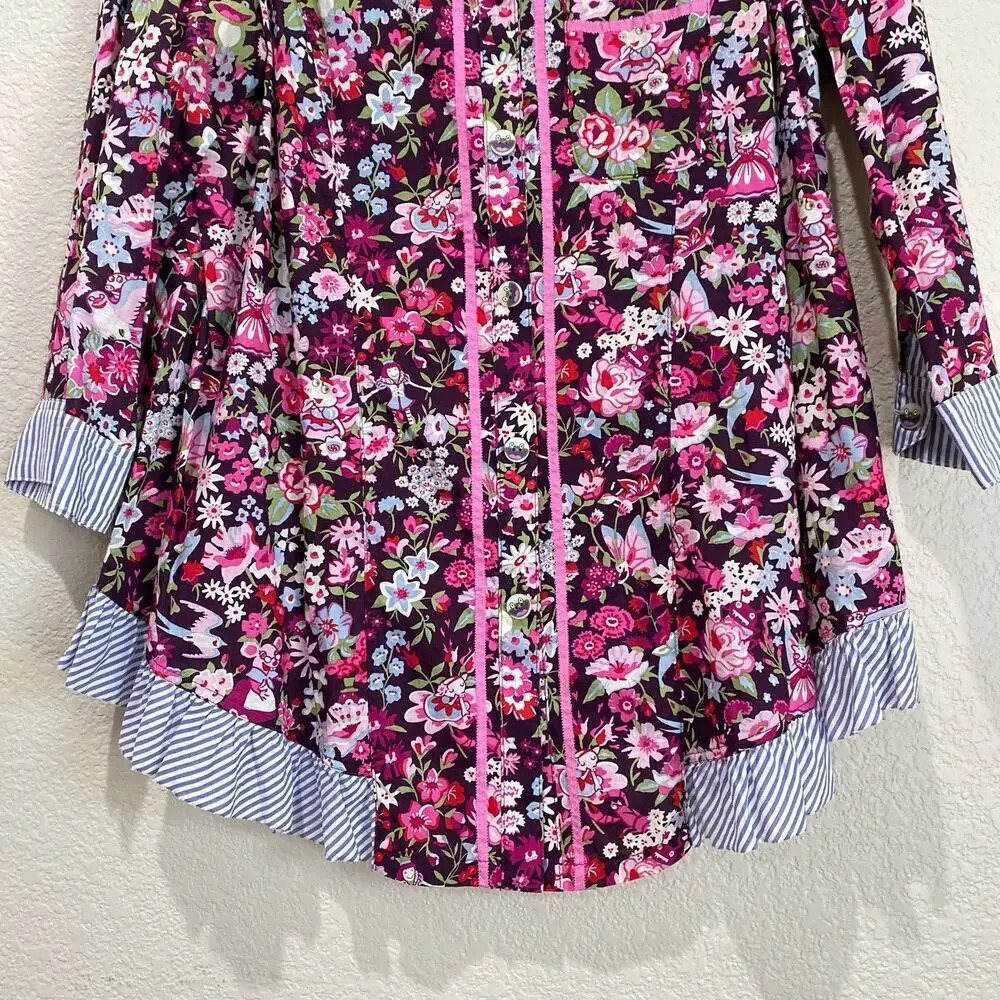 OLLEBOREBLA Floral Top Pink Japanese Street Fashion Blouse Eclectic Artsy Medium - Picture 6 of 7